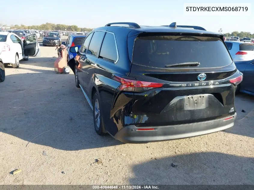 2021 Toyota Sienna Xle VIN: 5TDYRKECXMS068719 Lot: 40844648