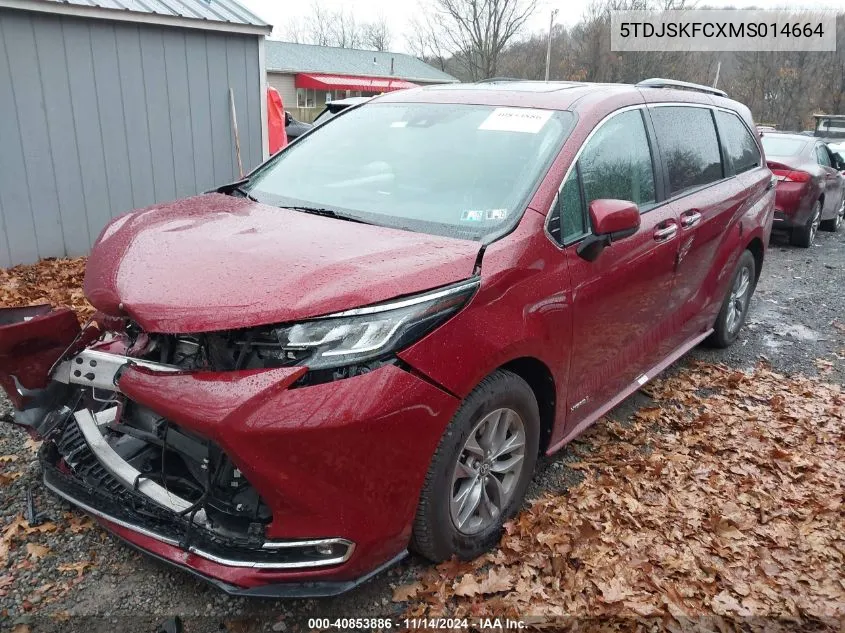 2021 Toyota Sienna Xle VIN: 5TDJSKFCXMS014664 Lot: 40853886