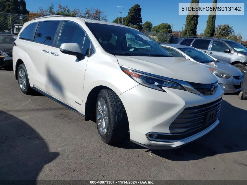 2021 Toyota Sienna Platinum VIN: 5TDESKFC6MS013142 Lot: 40871367