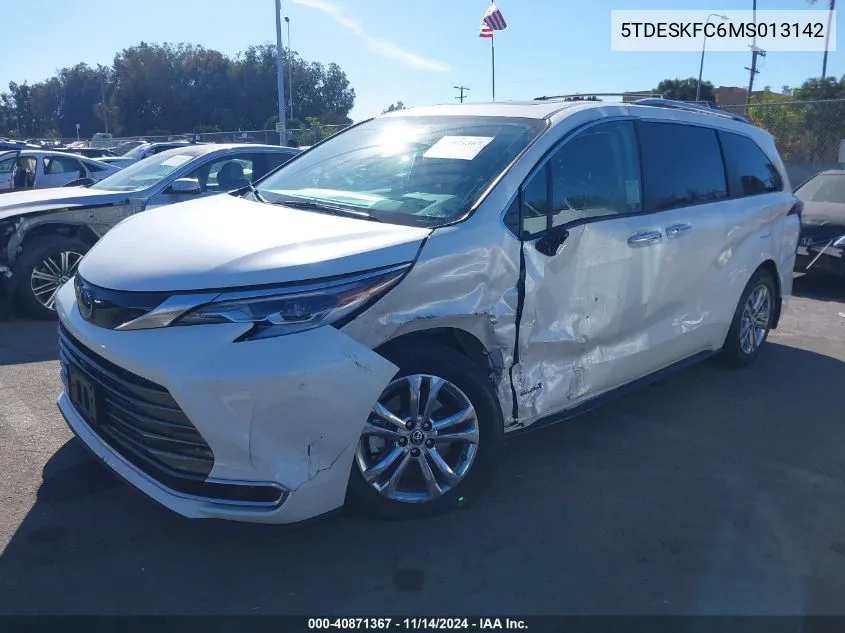 2021 Toyota Sienna Platinum VIN: 5TDESKFC6MS013142 Lot: 40871367