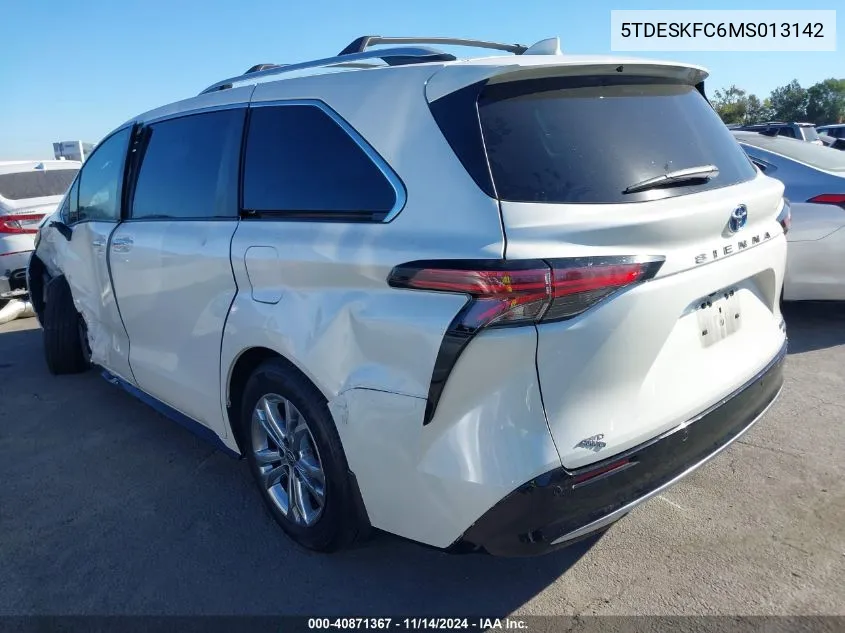 2021 Toyota Sienna Platinum VIN: 5TDESKFC6MS013142 Lot: 40871367