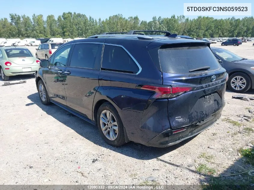 2022 Toyota Sienna Limited 7-Passenger VIN: 5TDGSKFC3NS059523 Lot: 12090332