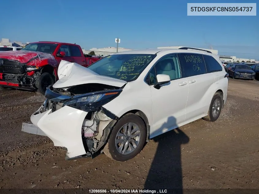 2022 Toyota Sienna Le/Xle/Xse/Limited/Platinum VIN: 5TDGSKFC8NS054737 Lot: 12098586