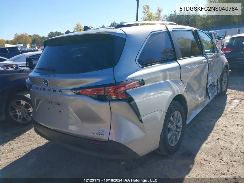 5TDGSKFC2NS040784 2022 Toyota Sienna Le/Xle/Xse/Limited/Platinum