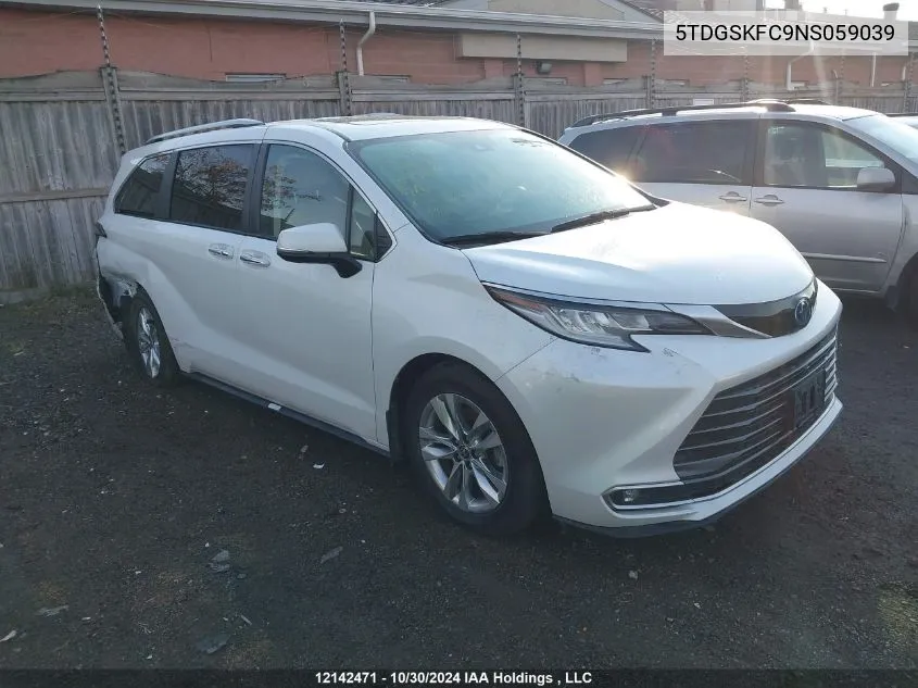 2022 Toyota Sienna Le/Xle/Xse/Limited/Platinum VIN: 5TDGSKFC9NS059039 Lot: 12142471