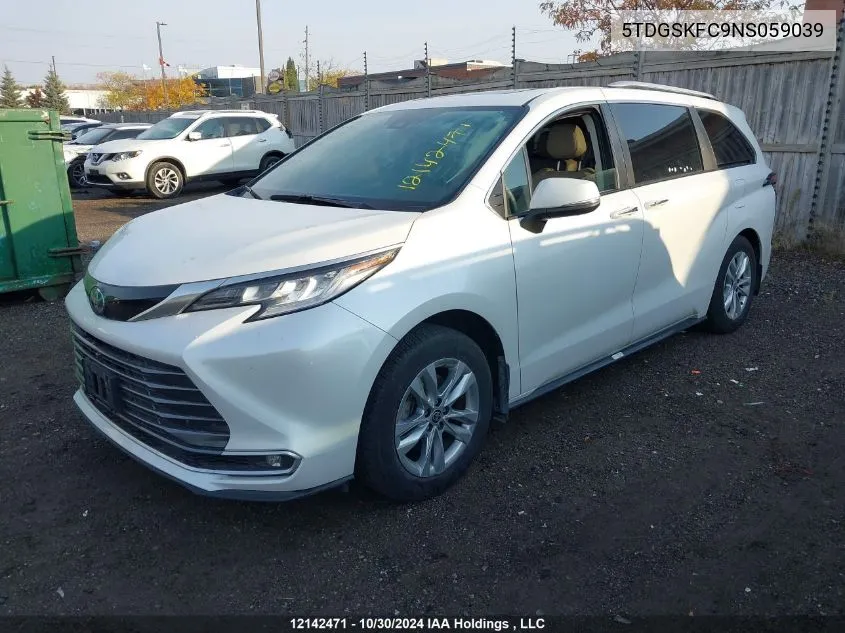 2022 Toyota Sienna Le/Xle/Xse/Limited/Platinum VIN: 5TDGSKFC9NS059039 Lot: 12142471