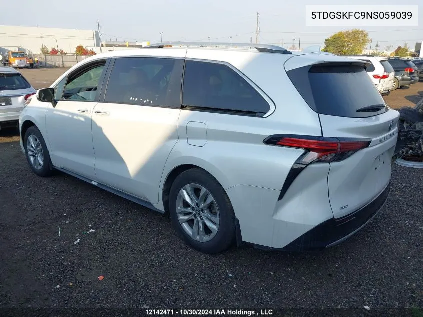 2022 Toyota Sienna Le/Xle/Xse/Limited/Platinum VIN: 5TDGSKFC9NS059039 Lot: 12142471