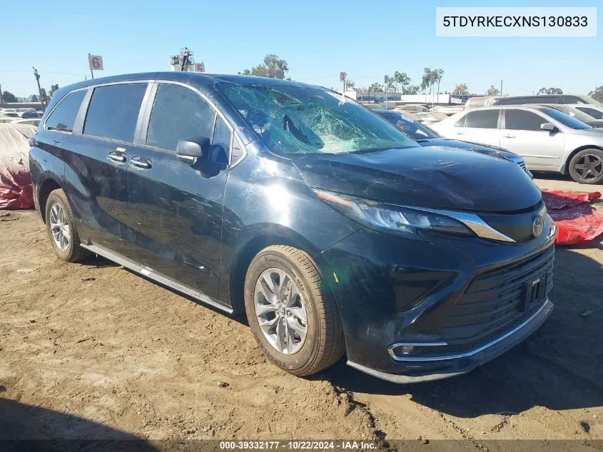 2022 Toyota Sienna Xle VIN: 5TDYRKECXNS130833 Lot: 39332177