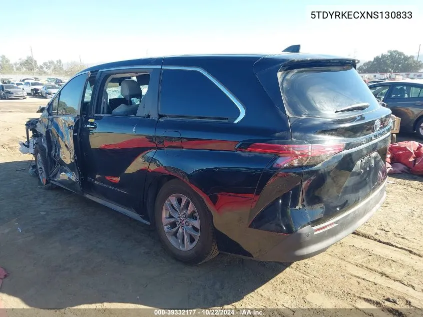 2022 Toyota Sienna Xle VIN: 5TDYRKECXNS130833 Lot: 39332177