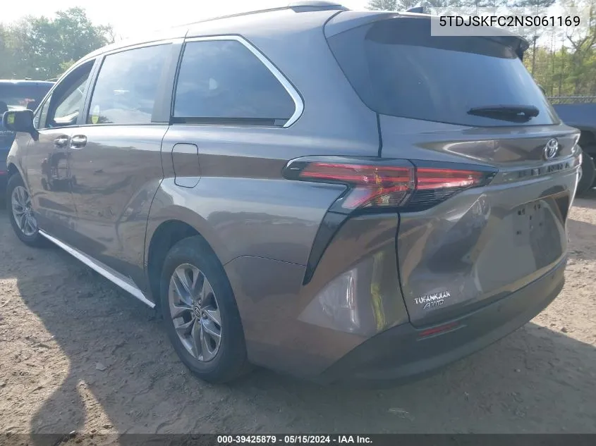 2022 Toyota Sienna Xle VIN: 5TDJSKFC2NS061169 Lot: 39425879