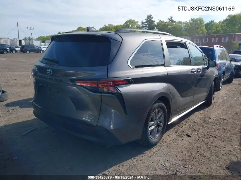 2022 Toyota Sienna Xle VIN: 5TDJSKFC2NS061169 Lot: 39425879