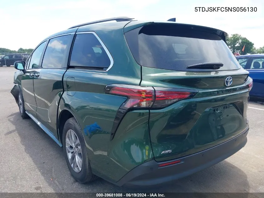 2022 Toyota Sienna Xle VIN: 5TDJSKFC5NS056130 Lot: 39681008