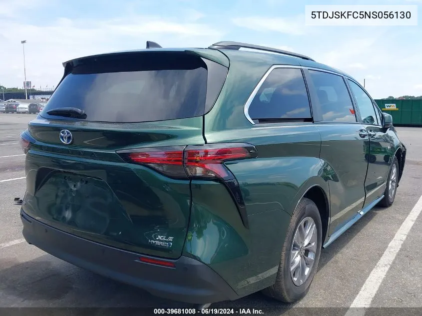 2022 Toyota Sienna Xle VIN: 5TDJSKFC5NS056130 Lot: 39681008