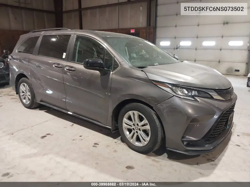 2022 Toyota Sienna Xse VIN: 5TDDSKFC6NS073502 Lot: 39903882