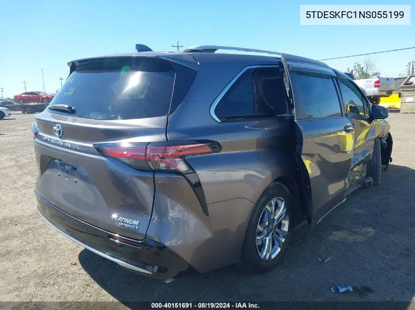 2022 Toyota Sienna Platinum VIN: 5TDESKFC1NS055199 Lot: 40151691