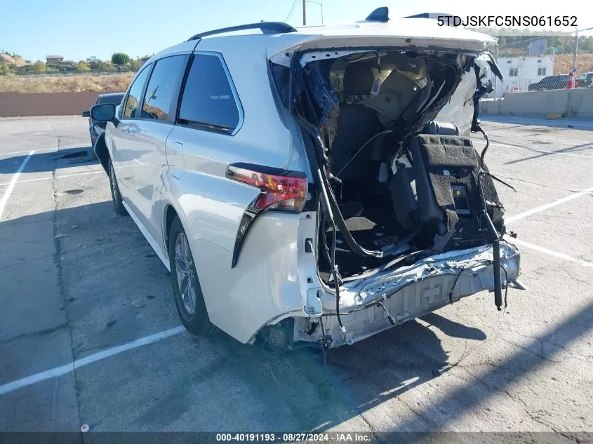 2022 Toyota Sienna Xle VIN: 5TDJSKFC5NS061652 Lot: 40191193