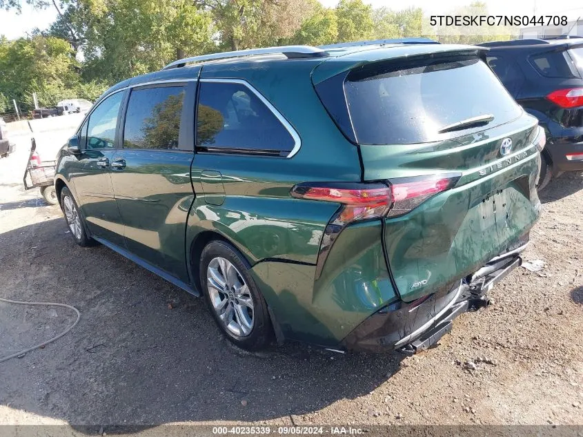 2022 Toyota Sienna Platinum VIN: 5TDESKFC7NS044708 Lot: 40235339