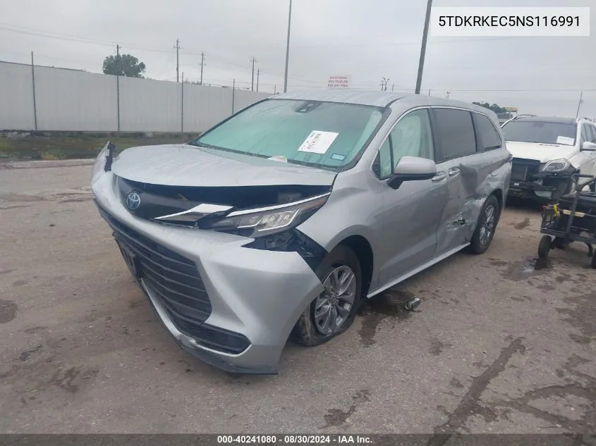 5TDKRKEC5NS116991 2022 Toyota Sienna Le