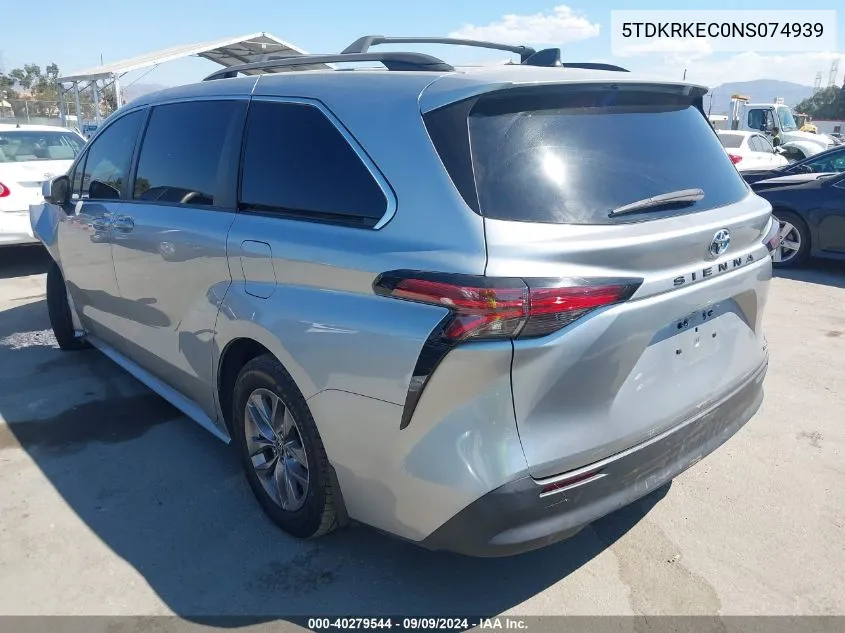 5TDKRKEC0NS074939 2022 Toyota Sienna Le