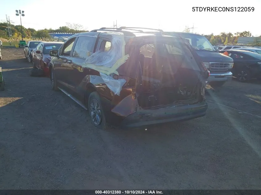 5TDYRKEC0NS122059 2022 Toyota Sienna Xle