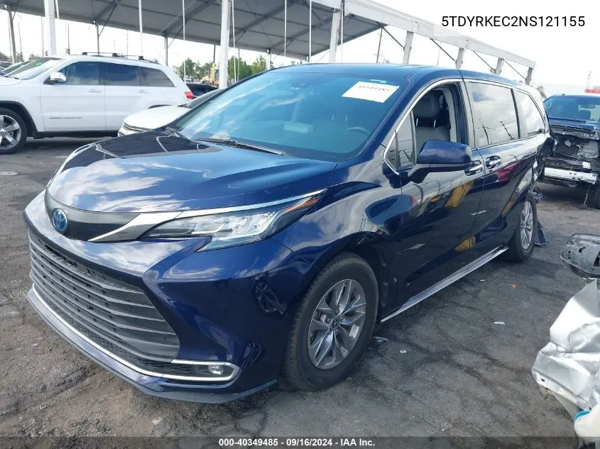 2022 Toyota Sienna Xle VIN: 5TDYRKEC2NS121155 Lot: 40349485