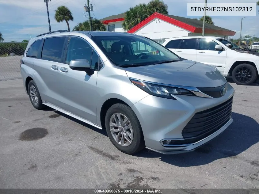 2022 Toyota Sienna Xle VIN: 5TDYRKEC7NS102312 Lot: 40350875