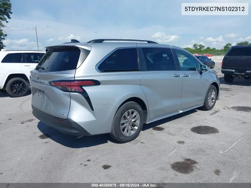 5TDYRKEC7NS102312 2022 Toyota Sienna Xle