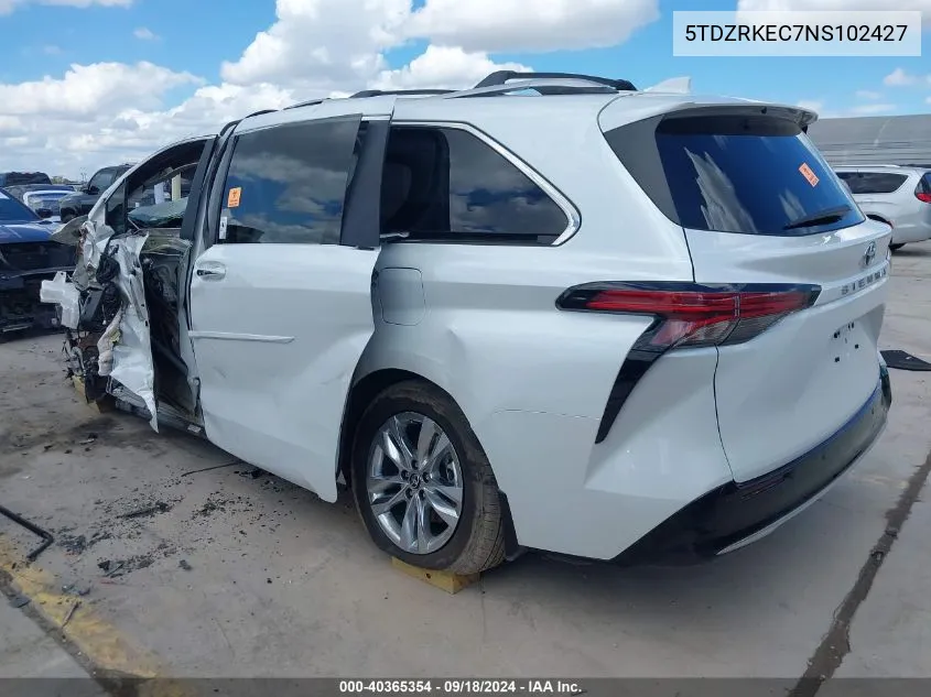 2022 Toyota Sienna Limited VIN: 5TDZRKEC7NS102427 Lot: 40365354