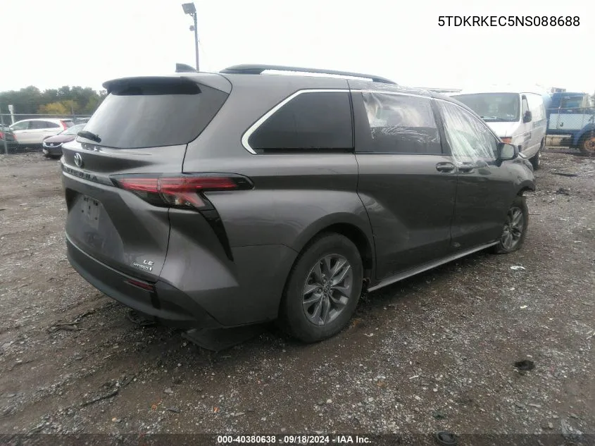 2022 Toyota Sienna Le VIN: 5TDKRKEC5NS088688 Lot: 40380638