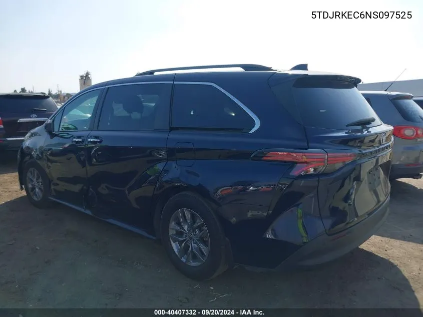 2022 Toyota Sienna Xle VIN: 5TDJRKEC6NS097525 Lot: 40407332