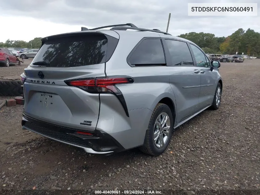 2022 Toyota Sienna Xse VIN: 5TDDSKFC6NS060491 Lot: 40409861