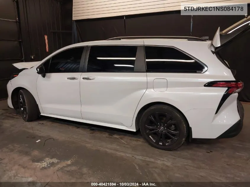 2022 Toyota Sienna Xle VIN: 5TDJRKEC1NS084178 Lot: 40421594