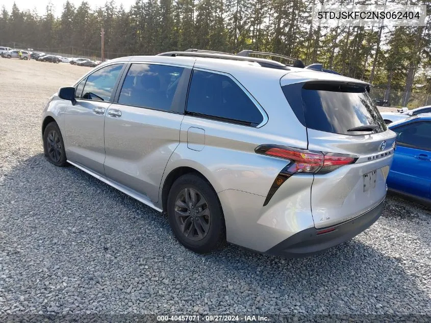 2022 Toyota Sienna Xle VIN: 5TDJSKFC2NS062404 Lot: 40457071