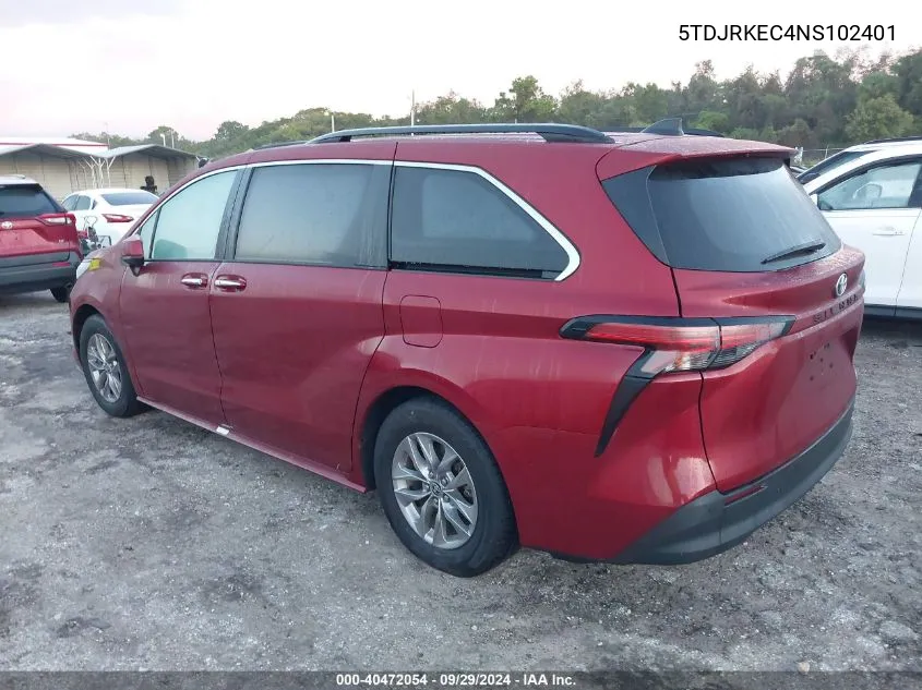 2022 Toyota Sienna Xle VIN: 5TDJRKEC4NS102401 Lot: 40472054