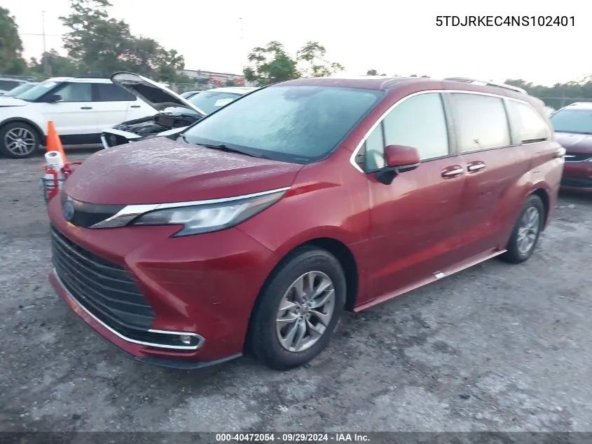 5TDJRKEC4NS102401 2022 Toyota Sienna Xle