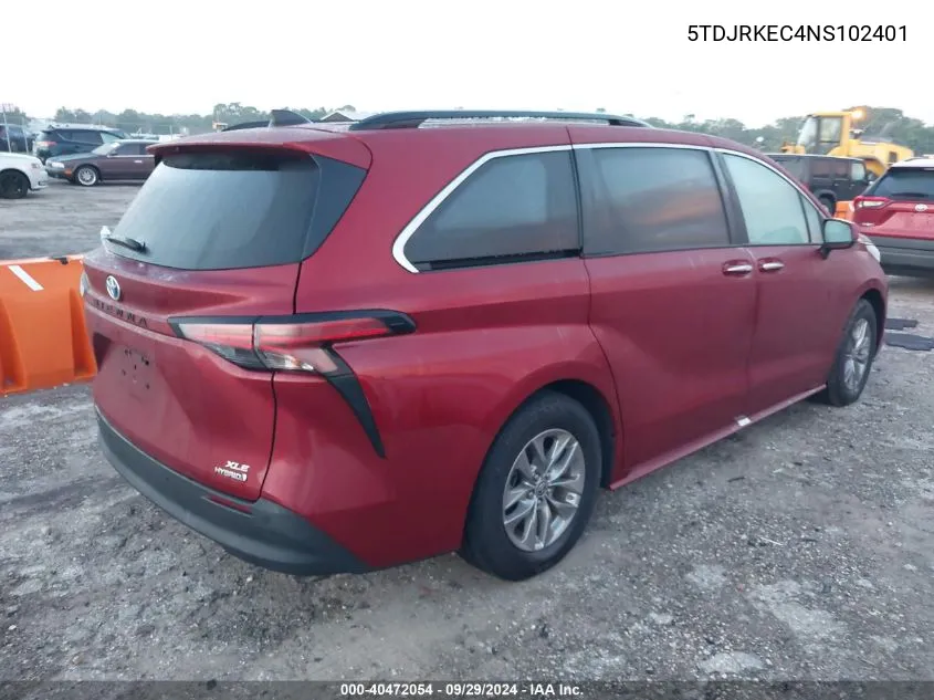 2022 Toyota Sienna Xle VIN: 5TDJRKEC4NS102401 Lot: 40472054