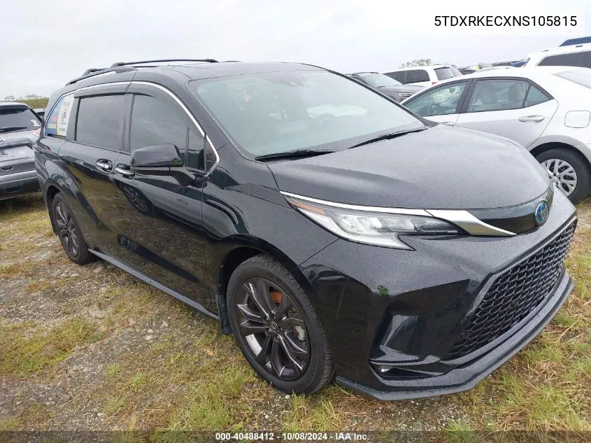 2022 Toyota Sienna Xse VIN: 5TDXRKECXNS105815 Lot: 40488412