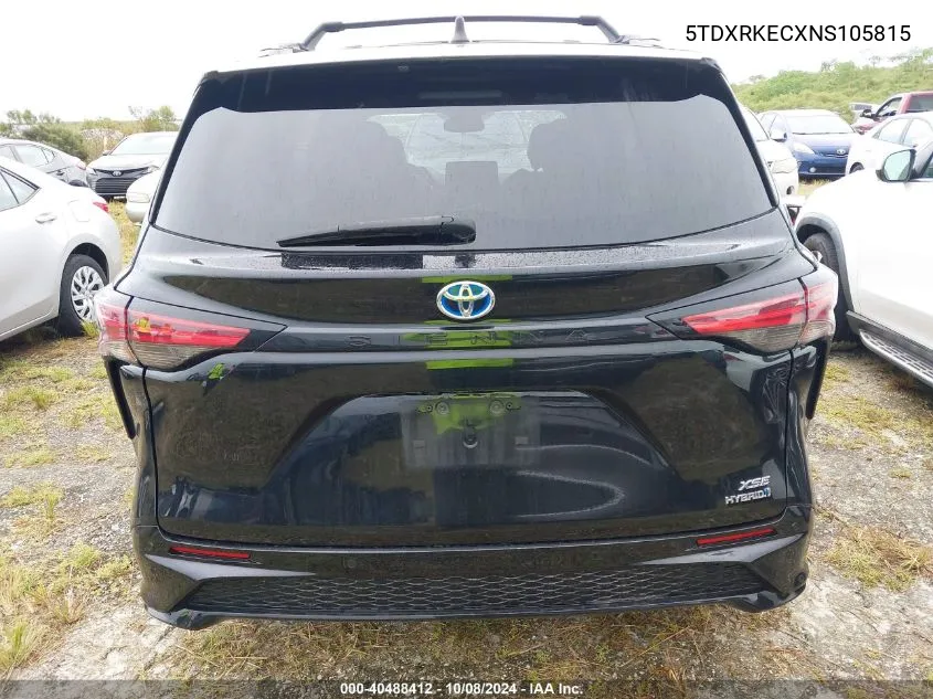 2022 Toyota Sienna Xse VIN: 5TDXRKECXNS105815 Lot: 40488412