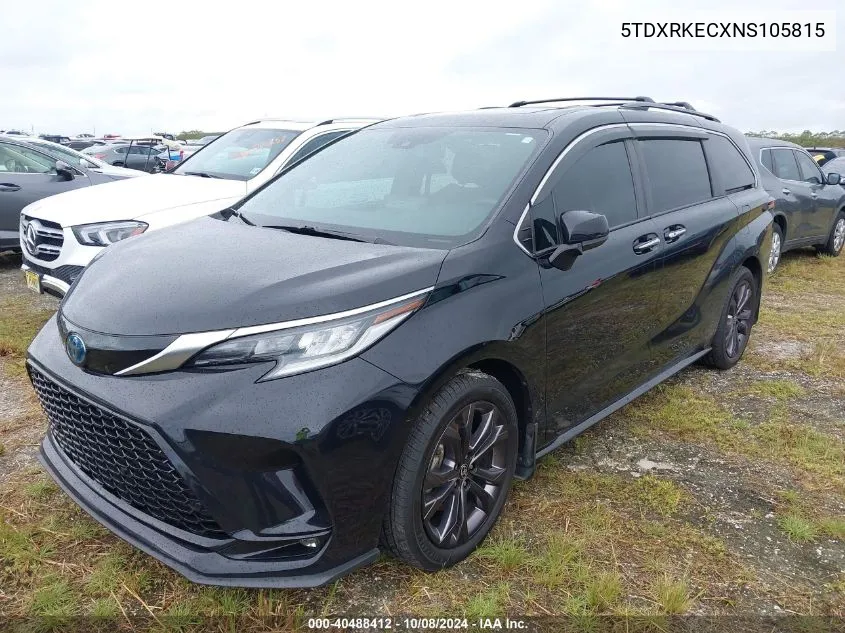 2022 Toyota Sienna Xse VIN: 5TDXRKECXNS105815 Lot: 40488412