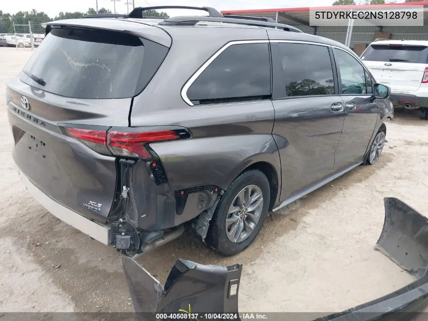 2022 Toyota Sienna Xle VIN: 5TDYRKEC2NS128798 Lot: 40508137