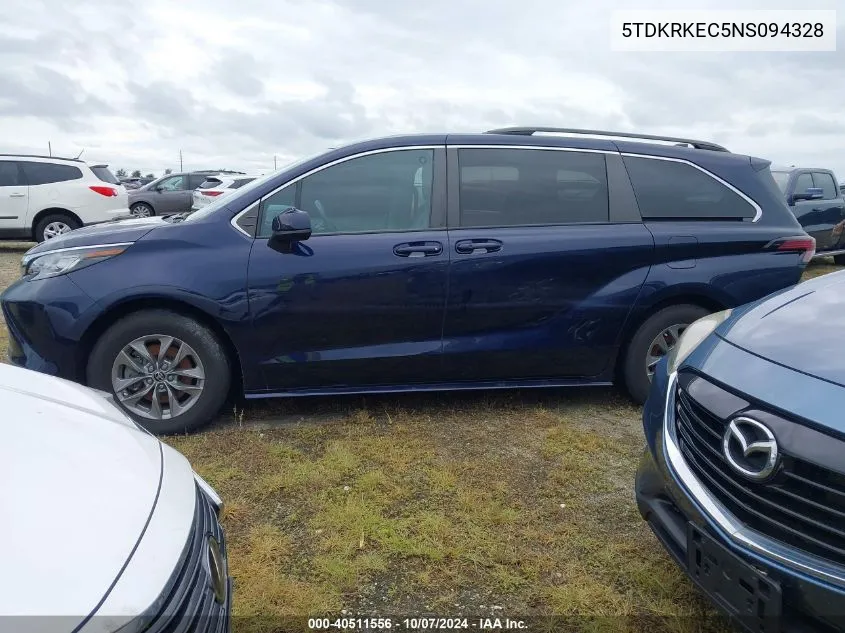 5TDKRKEC5NS094328 2022 Toyota Sienna Le