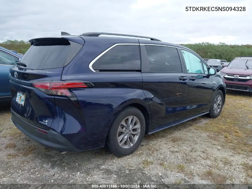 5TDKRKEC5NS094328 2022 Toyota Sienna Le