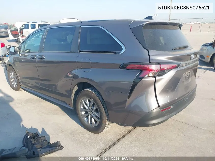 2022 Toyota Sienna Le VIN: 5TDKRKEC8NS076521 Lot: 40571959