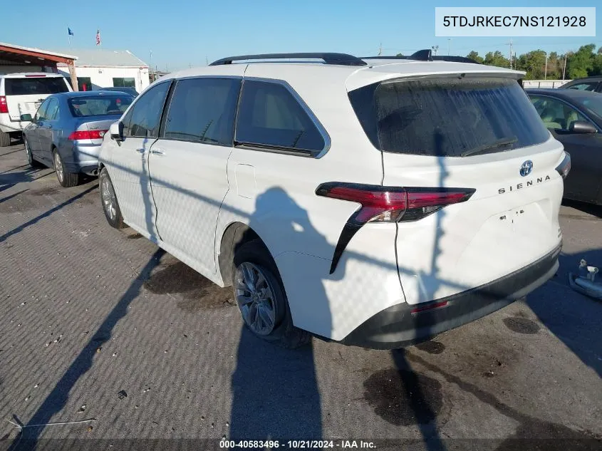 2022 Toyota Sienna Xle VIN: 5TDJRKEC7NS121928 Lot: 40583496