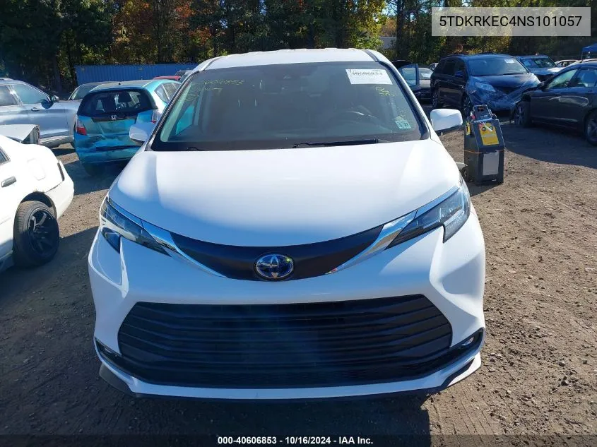 2022 Toyota Sienna Le VIN: 5TDKRKEC4NS101057 Lot: 40606853