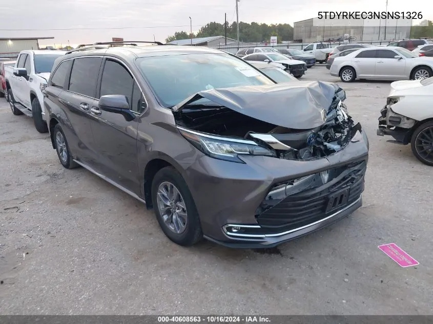 2022 Toyota Sienna Xle VIN: 5TDYRKEC3NSNS1326 Lot: 40608563