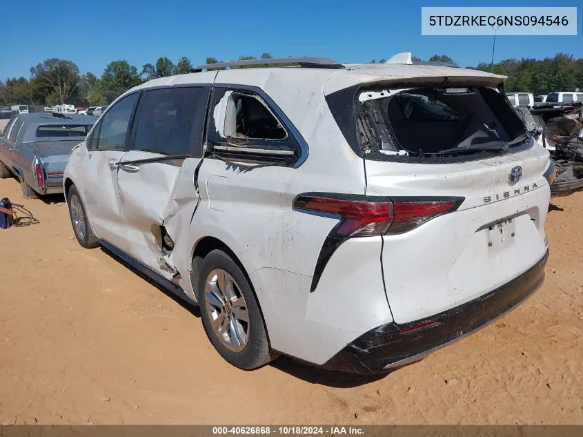 2022 Toyota Sienna Limited VIN: 5TDZRKEC6NS094546 Lot: 40626868