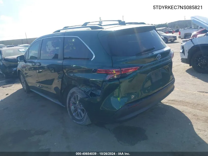 2022 Toyota Sienna Xle VIN: 5TDYRKEC7NS085821 Lot: 40654039