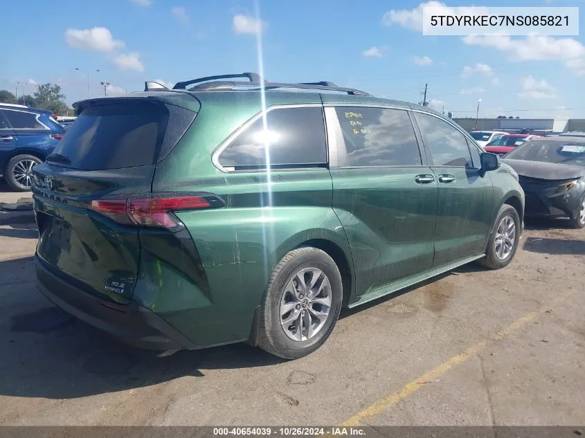 2022 Toyota Sienna Xle VIN: 5TDYRKEC7NS085821 Lot: 40654039