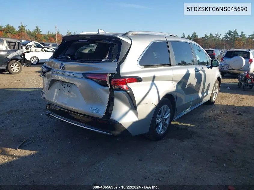 2022 Toyota Sienna Limited VIN: 5TDZSKFC6NS045690 Lot: 40656967